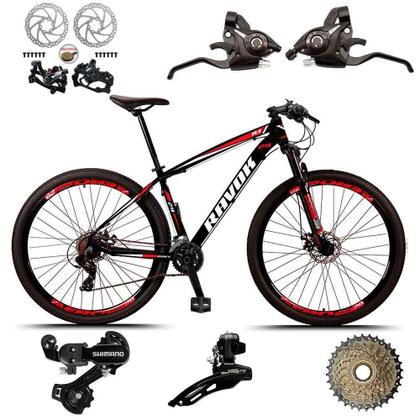Imagem de Bicicleta Aro 29 Shimano Dianteiro Traseiro Alumínio 21 Marchas Freio A Disco Quadro 21" Vermelho