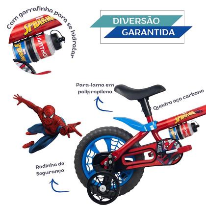 Imagem de Bicicleta Bike Homem Aranha Rodinha Meninos 3 a 5 Anos Azul/Vermelho