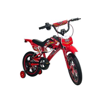 Imagem de Bicicleta Bike Moto Cross Aro 16 Vermelha Uni Toys Com Rodinhas Bmx Até 60Kg Freios V-Brak