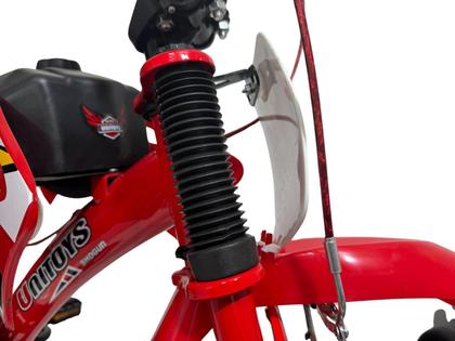 Imagem de Bicicleta Bike Moto Cross Aro 16 Vermelha Uni Toys Com Rodinhas Bmx Até 60Kg Freios V-Brak