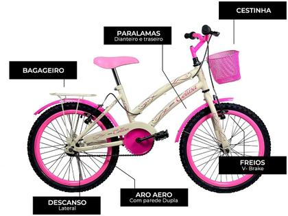 Imagem de Bicicleta Colli Celina Aro 20 Freios V-Break com Bagageiro e Cestinha