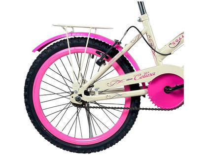 Imagem de Bicicleta Colli Celina Aro 20 Freios V-Break com Bagageiro e Cestinha