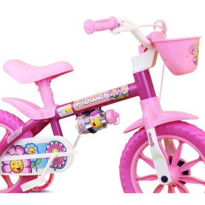 Imagem de Bicicleta Criança De 3 A 5 Anos Aro 12 Menina Flower Com Capacete Nathor