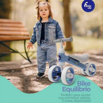 Imagem de Bicicleta De Equilíbrio Azul 4 Rodas Fenix Infantil Sem Pedal Baby Bike