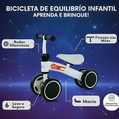 Imagem de Bicicleta De Equilíbrio Infantil Até 20Kg Branco - Castela
