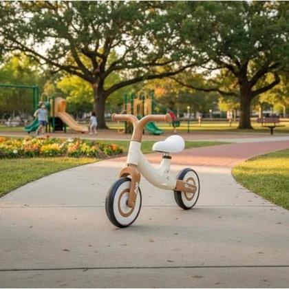 Imagem de Bicicleta de Equilíbrio Infantil sem Pedais Marrom com Estampa Florais  Assento Ajustável, Estrutura Leve e Resistente, Crianças a partir de 3 anos