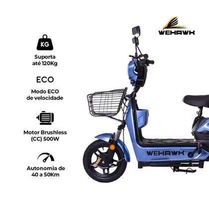 Imagem de Bicicleta Elétrica 500W Scooter Sem Emplacamento Basket WeHawk
