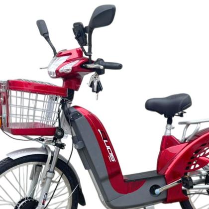 Imagem de Bicicleta Elétrica E-Maxx Duos 800W Entrada USB Alarme e Seta cor Cereja