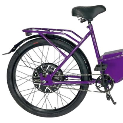 Imagem de Bicicleta Elétrica New Confort 800W 48V 15Ah Alarme Retrovisor Violeta