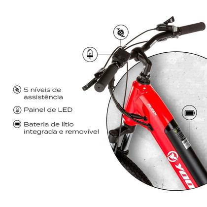 Imagem de Bicicleta Elétrica Oggi Yoo 26 Fleek Tourney 7v Cor:Vermelho