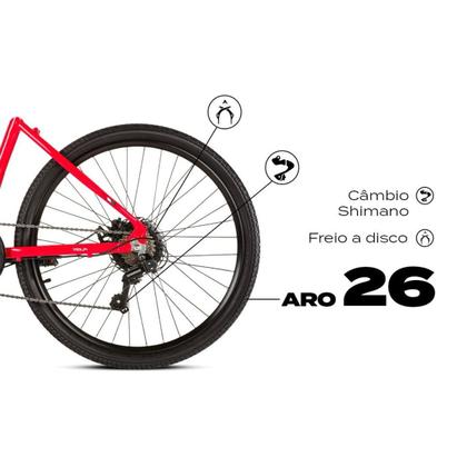 Imagem de Bicicleta Elétrica Oggi Yoo 26 Fleek Tourney 7v Cor:Vermelho