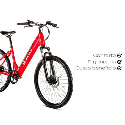 Imagem de Bicicleta Elétrica Oggi Yoo 26 Fleek Tourney 7v Cor:Vermelho