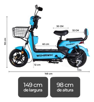 Imagem de Bicicleta elétrica tubo scooter 500 watts modelo 2026 autopropelido não precisa de habilitação para pilotar, autonomia de 50km.