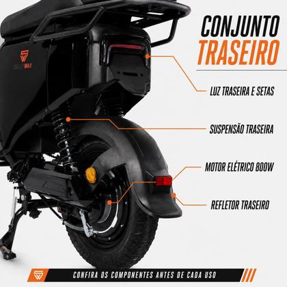 Imagem de Bicicleta Elétrica Wasp 800W Sem Pedal Adulto Sem CNH com Cesto e Acelerador