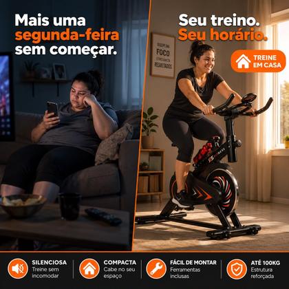 Imagem de Bicicleta Ergométrica Fitness Para Cardio Musculação Academia Base Preto Vermelho Marca Its 8kg