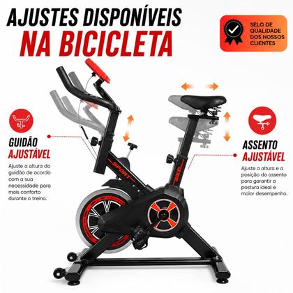 Imagem de Bicicleta Ergométrica Fitness Spinning Profissional Cor Preto E Vermelho IwmaBru até 120 kg, 1,70 cm
