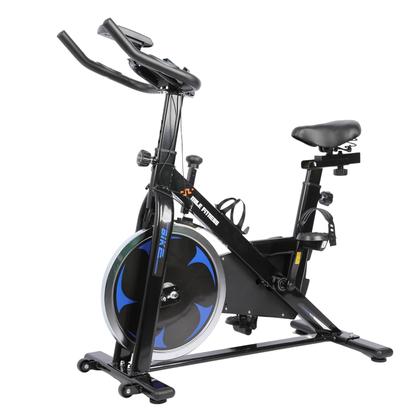Imagem de Bicicleta Ergométrica Spinning Bike Profissional Preta e Azul Roda de Inercia 8 Kg Suporta 130kg Mecânica