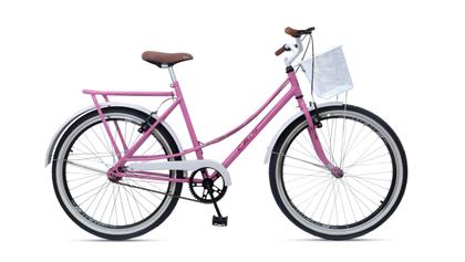 Imagem de Bicicleta Feminina Aro 26 Retrô Caiçara Beach Brisa Vintage Ceci Passeio Rosa/Branco