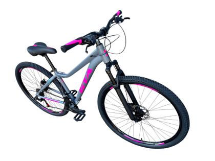 Imagem de Bicicleta Feminina Aro 29 Gta Start Alumínio 21v Freio a Disco Garfo Suspensão - Cinza/Rosa