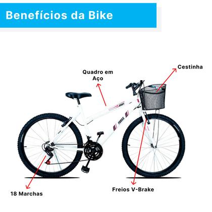 Imagem de Bicicleta Feminina Forss Anny Aro 26 C/cestinha 18 Marchas