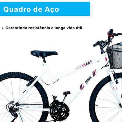 Imagem de Bicicleta Feminina Forss Anny Aro 26 C/cestinha 18 Marchas