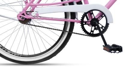 Imagem de Bicicleta Feminina Retrô Aro 26 Caiçara com Cesta Beach Brisa Feminina - Rosa/Branco