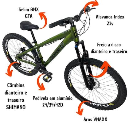 Imagem de Bicicleta Gios 26 Shimano Frx Evo 4trix Freio Disco Verde