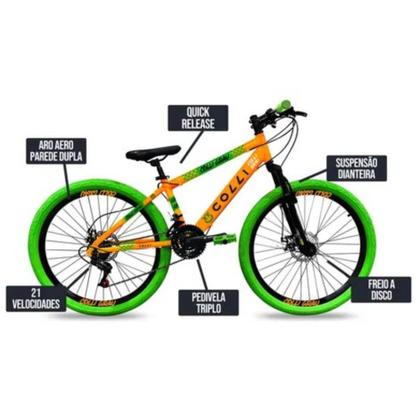 Imagem de Bicicleta Grau Aro 26 Freios A Disco 21 Velocidades Colli Cor Laranja/Neón Tamanho do quadro 13.5