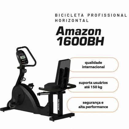 Imagem de Bicicleta Horizontal Profissional Athletic 1600BH Suporta 150kg 8 níveis Disco de inércia 7kg para pedalada suave