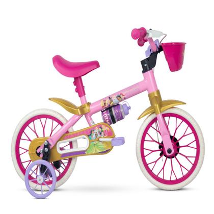 Imagem de Bicicleta Infantil 12 Equilíbrio Princesas Rosa Nathor Cesta
