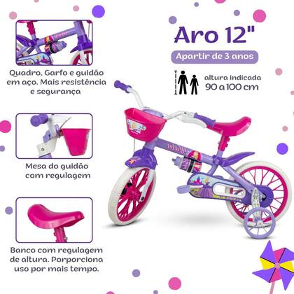 Bicicleta Infantil Aro 12 C/ Garrafinha Feminina Idade 2 A 5 Anos ...