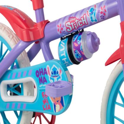 Imagem de Bicicleta Infantil Aro 12 Com Rodinhas Stitch Nathor Garrafa