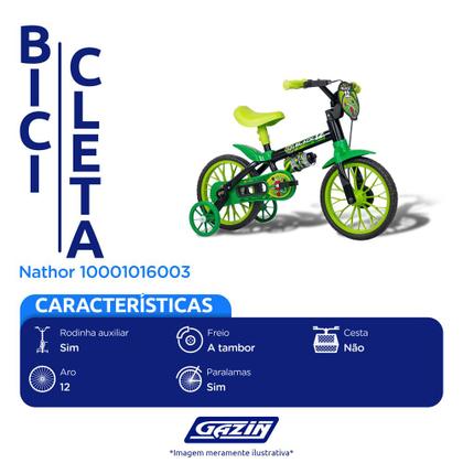Imagem de Bicicleta Infantil Aro 12 Freio Tambor 1 Marcha Cestinha Nathor