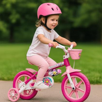 Imagem de Bicicleta Infantil Aro 12 Nathor Flower Rosa Menina 1 a 4 Anos