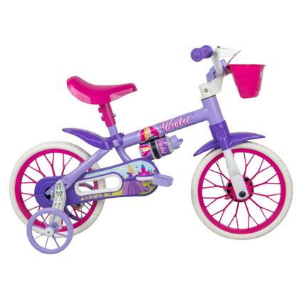 Imagem de Bicicleta Infantil Aro 12 Nathor Modelos Feminino e Masculino com Rodinhas Laterais Flower violet princesas