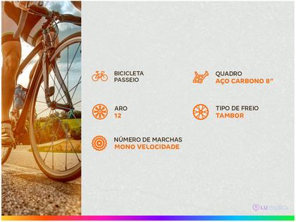 Bicicleta Infantil Aro 12 Track & Bikes Arco Iris Preto e Laranja com Rodinhas Imagem de Bicicleta Infantil Aro 12 Track & Bikes Arco Iris Preto e Laranja com Rodinhas