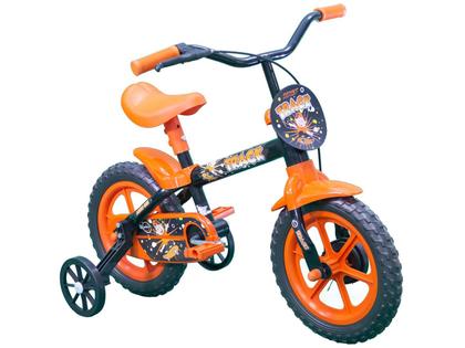 Bicicleta Infantil Aro 12 Track & Bikes Arco Iris Preto e Laranja com Rodinhas Imagem de Bicicleta Infantil Aro 12 Track & Bikes Arco Iris Preto e Laranja com Rodinhas