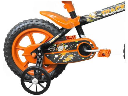 Bicicleta Infantil Aro 12 Track & Bikes Arco Iris Preto e Laranja com Rodinhas Imagem de Bicicleta Infantil Aro 12 Track & Bikes Arco Iris Preto e Laranja com Rodinhas