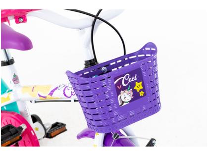 Imagem de Bicicleta Infantil Aro 16" Caloi Ceci Branco e Rosa com Cestinha Freio V-Brake