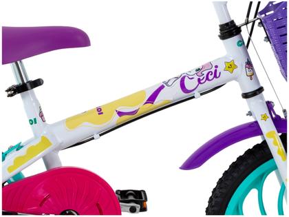 Imagem de Bicicleta Infantil Aro 16" Caloi Ceci Branco e Rosa com Cestinha Freio V-Brake