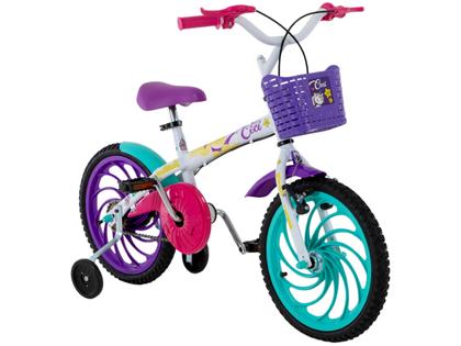 Imagem de Bicicleta Infantil Aro 16" Caloi Ceci Branco e Rosa com Cestinha Freio V-Brake