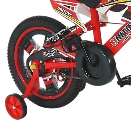 Imagem de Bicicleta Infantil Aro 16" Vermelha Unitoys Bike Estilo Motocross Com Rodinhas De Treinamento Crianças Até 50Kg