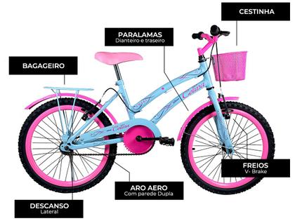 Imagem de Bicicleta Infantil Aro 20" Colli Celina Azul Celeste com Cestinha Freio V-Brake