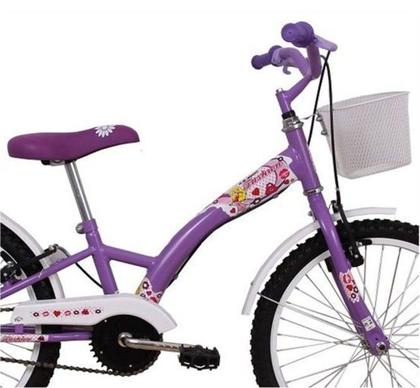 Imagem de Bicicleta Infantil Aro 20 Feminina Fashion Lilas com Paralama e Cesta