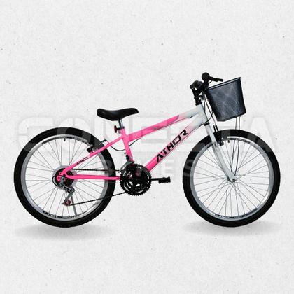 Imagem de Bicicleta Infantil Aro 24 Athor Model 18v Feminina C/Cestão