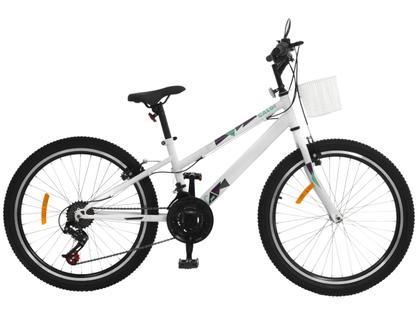 Imagem de Bicicleta Infantil Aro 24 Caloi Ceci T13R24V21 - Branca com Cesta 21 Marchas Freio V-Brake