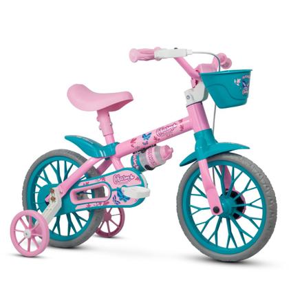 Imagem de Bicicleta Infantil Aro12 Charm Rodinha Cesta Nathor Capacete