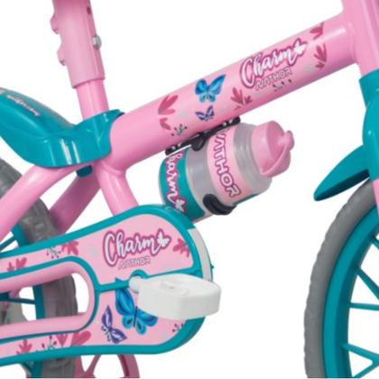 Imagem de Bicicleta Infantil Aro12 Charm Rodinha Cesta Nathor Capacete