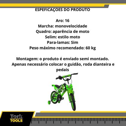 Imagem de Bicicleta Infantil Bike Moto Cross Aro 16 Unitoys Verde