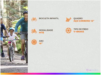 Imagem de Bicicleta Infantil Colli Spinossauro Aventuras Aro 16  Quadro Dupla Suspensão, Tamanho 12, Freio V-Break, Azul